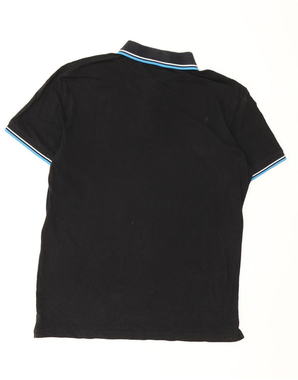 Diadora Mens Polo Shirt XL Black Striped Cotton