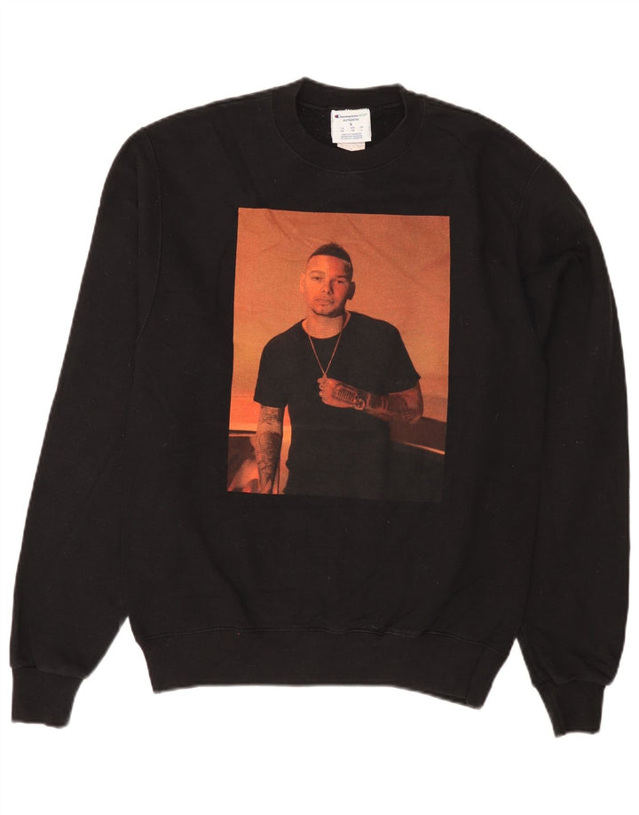 Champion Mens Kane Brown Graphic Sweatshirt Jumper Small Black Cotton