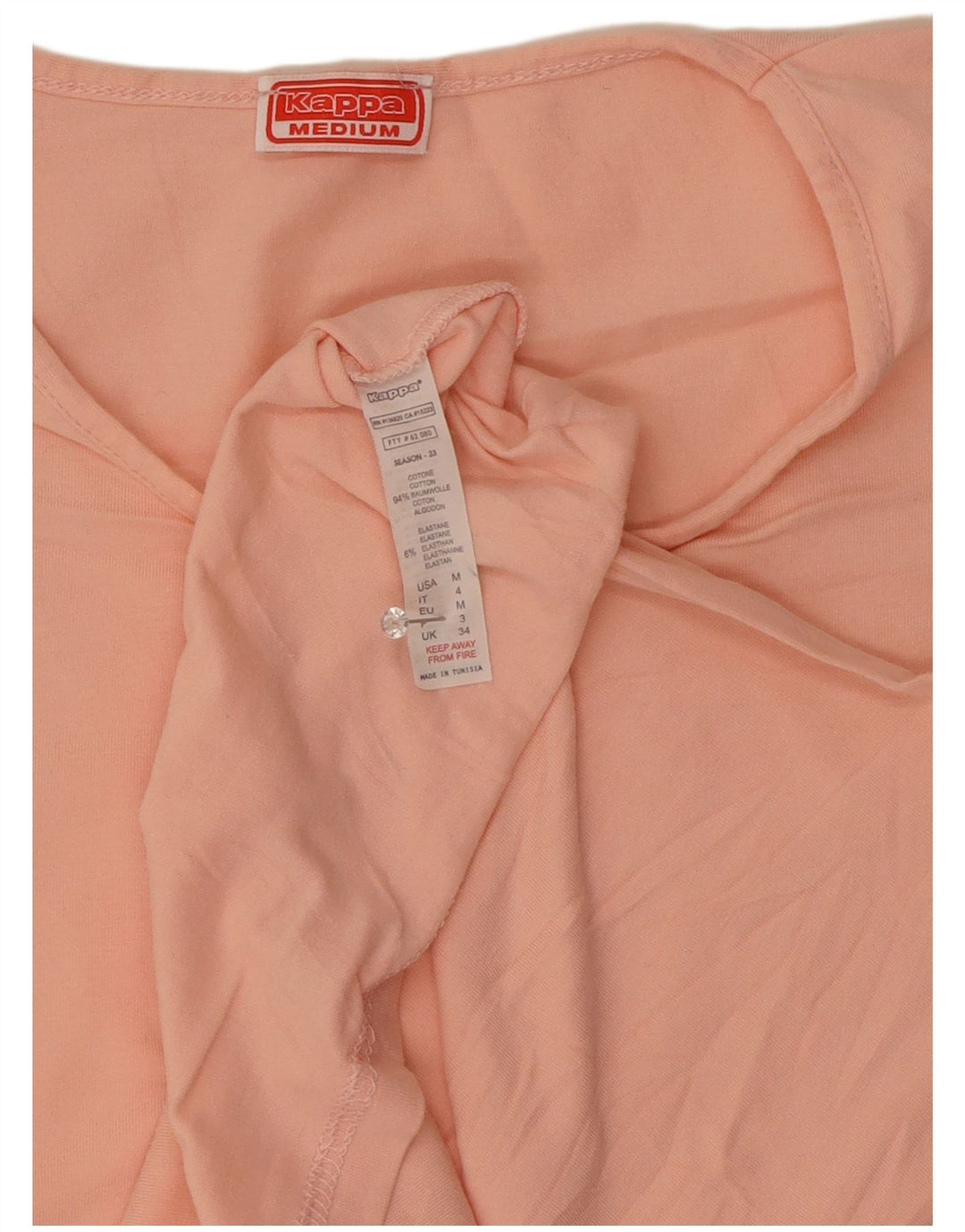 Kappa Womens T-Shirt Top UK 12 Medium Pink Cotton