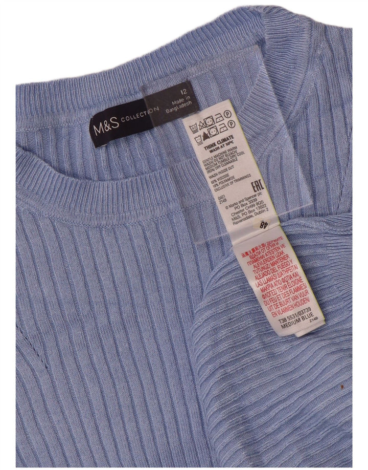 Marks & Spencer Womens Boat Neck Jumper Sweater UK 12 Medium Blue