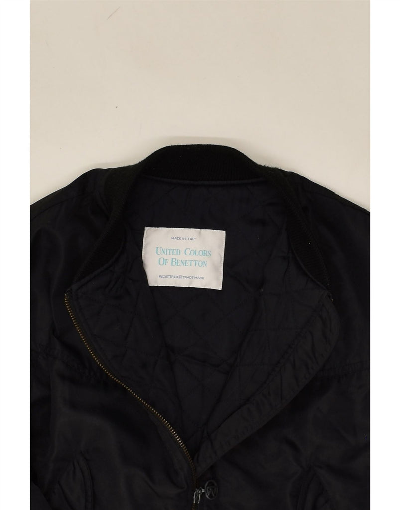 BENETTON Girls Bomber Jacket 12-13 Years Black Polyester | Vintage Benetton | Thrift | Second-Hand Benetton | Used Clothing | Messina Hembry 