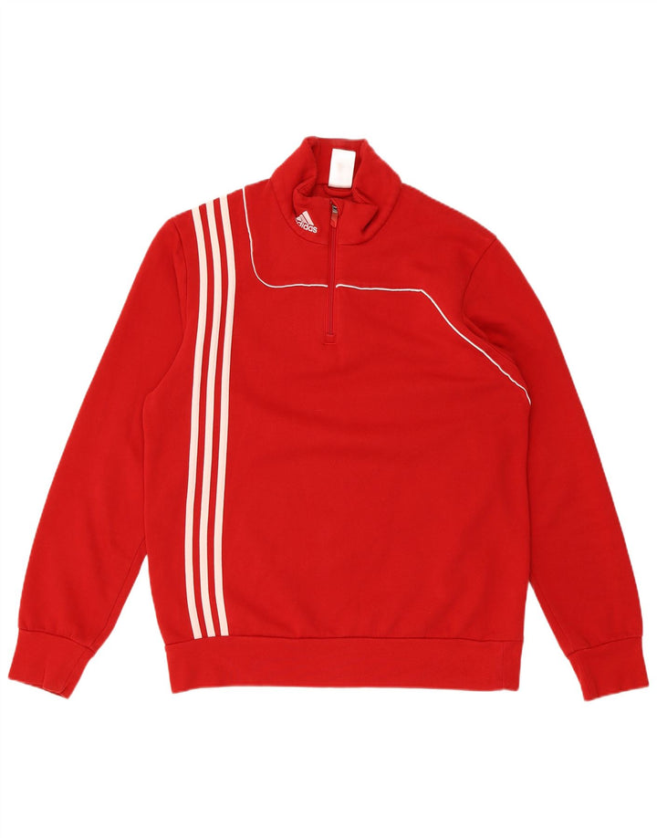 ADIDAS Mens Zip Neck Sweatshirt Jumper Medium Red