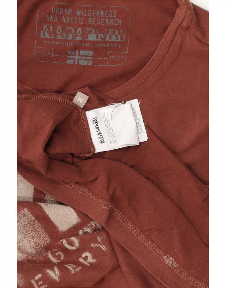 Napapijri Mens Regular Graphic Top Long Sleeve Medium Brown Cotton
