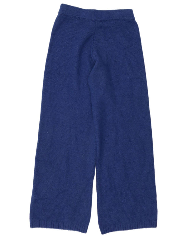 Zara Womens Knit Wide Leg Tracksuit Trousers UK 8 Small Blue Acrylic