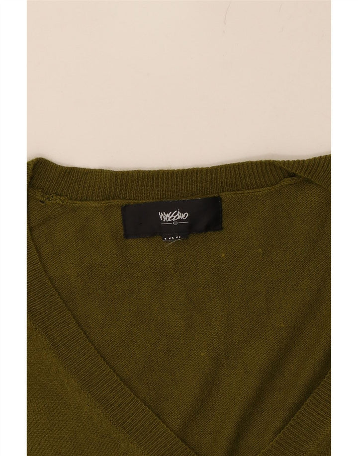 MOSSIMO Mens V-Neck Jumper Sweater Medium Khaki Nylon Vintage Mossimo and Second-Hand Mossimo from Messina Hembry 