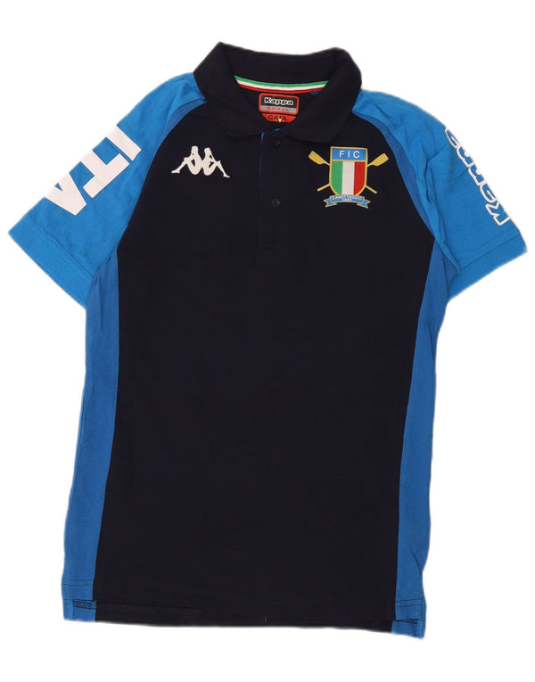 Kappa Mens Graphic Polo Shirt Small Blue Colourblock Cotton