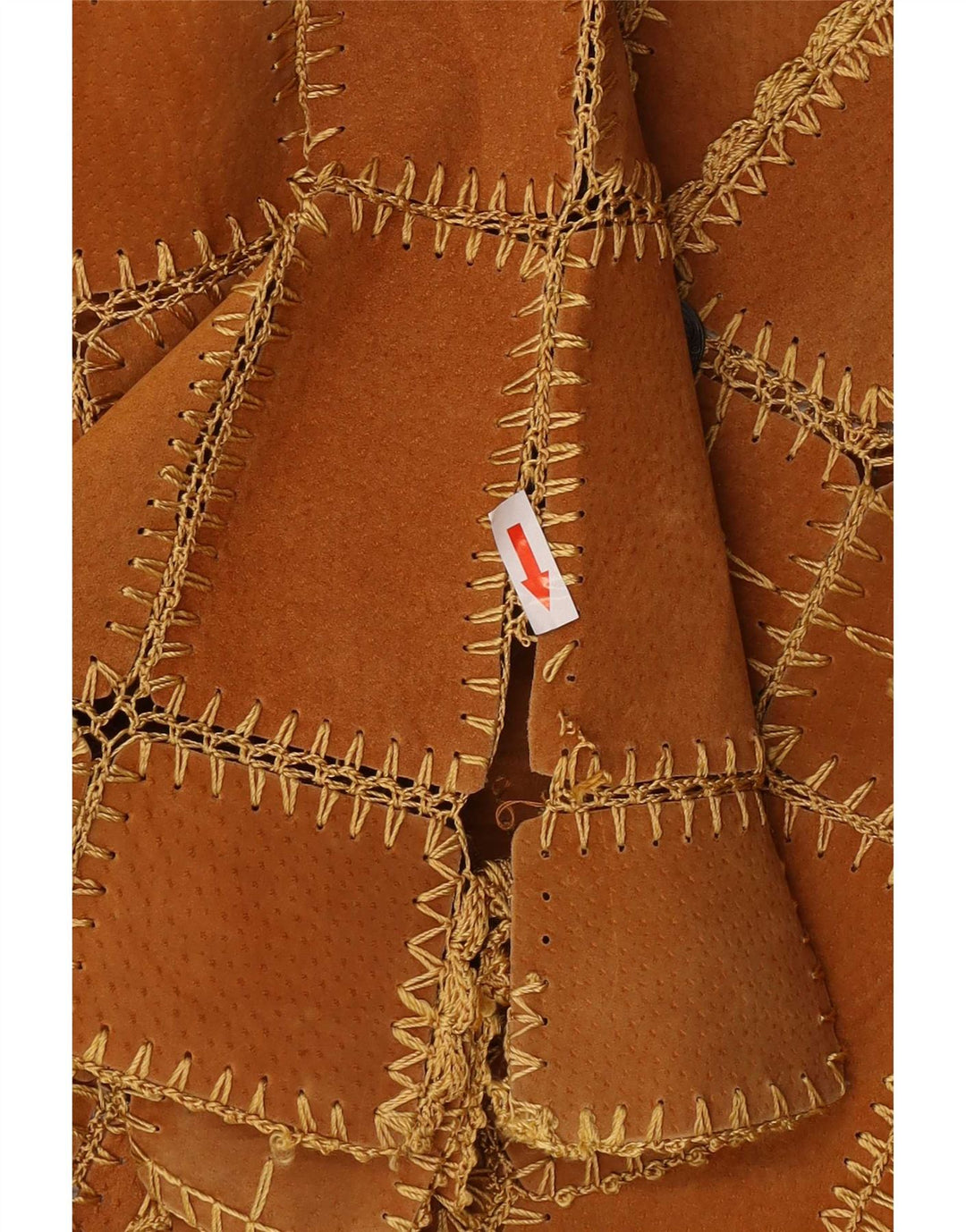 Vintage Womens Suede Waistcoat XL Brown Patchwork