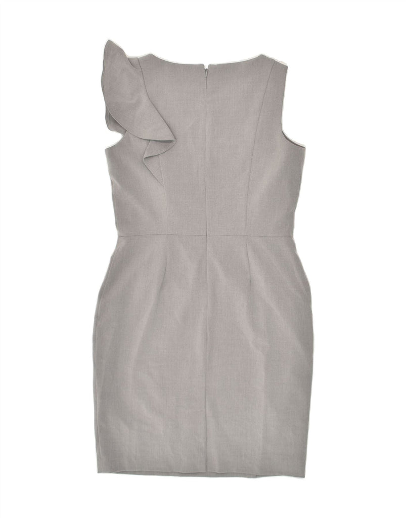 CALVIN KLEIN Womens Sleeveless Ruffle Sheath Dress US 10 Large Grey | Vintage Calvin Klein | Thrift | Second-Hand Calvin Klein | Used Clothing | Messina Hembry 