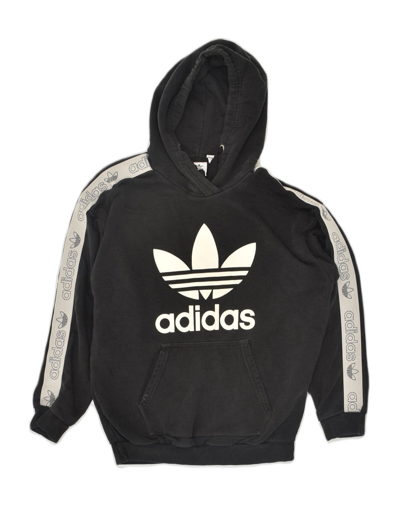 ADIDAS Womens Graphic Hoodie Jumper UK 10 Small  Black Cotton | Vintage Adidas | Thrift | Second-Hand Adidas | Used Clothing | Messina Hembry 