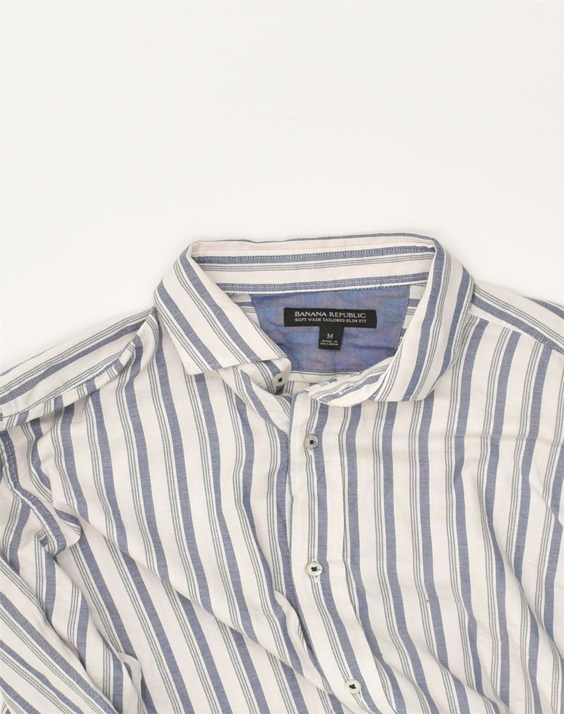 BANANA REPUBLIC Mens Shirt Medium Off White Striped Cotton | Vintage Banana Republic | Thrift | Second-Hand Banana Republic | Used Clothing | Messina Hembry 