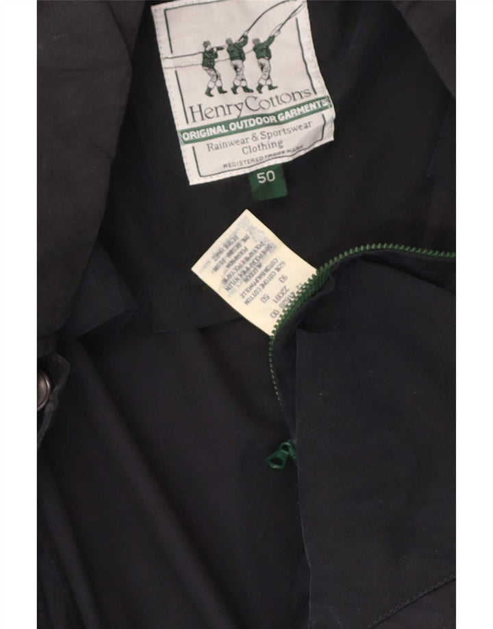 Henry Cottons Mens Rain Jacket IT 50 Large Navy Blue Cotton