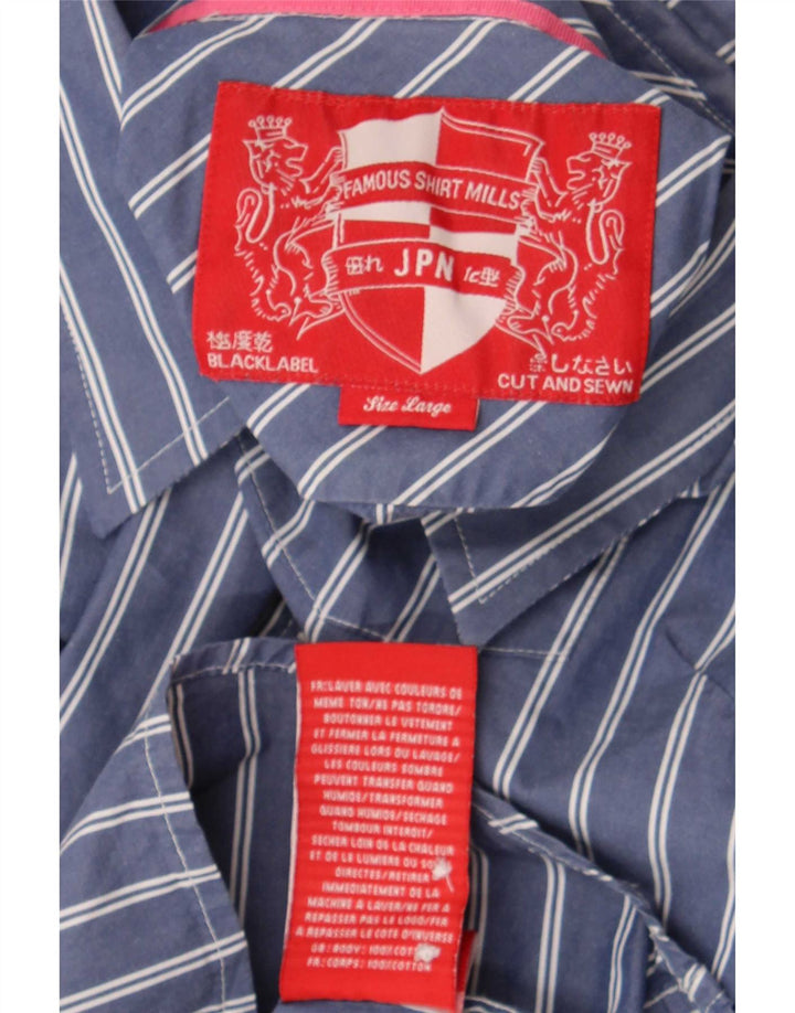 Superdry Womens Shirt Large Blue Striped Cotton Classic