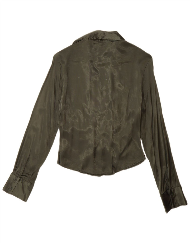 Zara Womens Shirt Blouse UK 10 Small Green Viscose