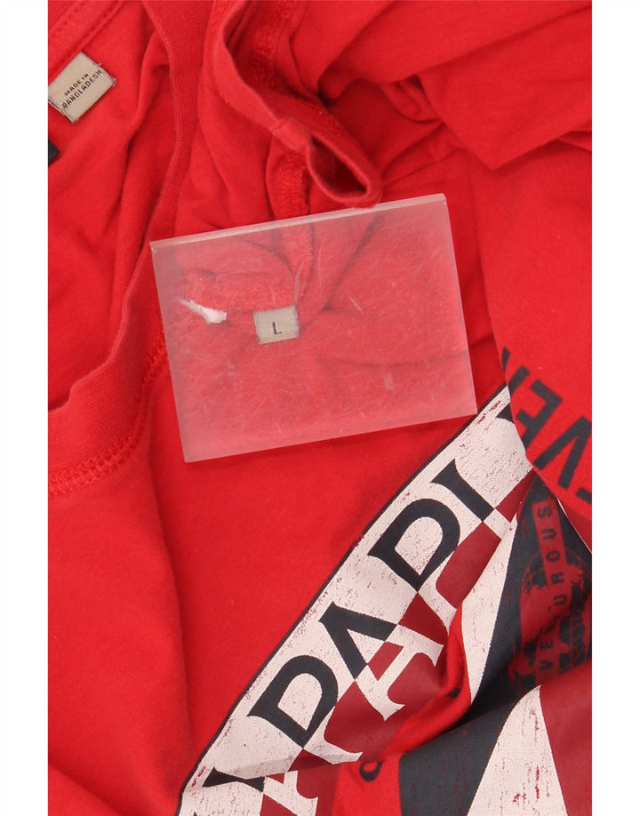 NAPAPIJRI Mens Graphic T-Shirt Top Large Red