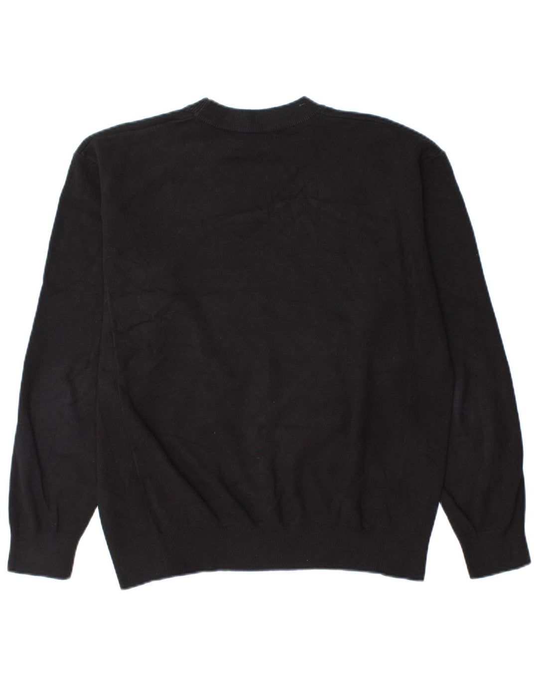 Zara Mens Crew Neck Jumper Sweater Medium Black Cotton