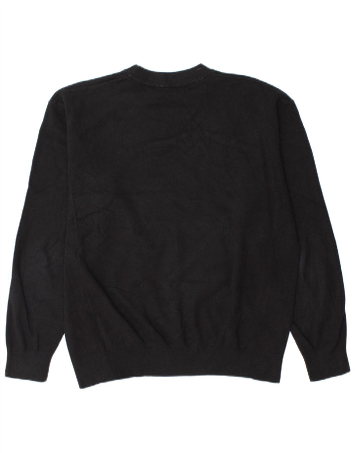 Zara Mens Crew Neck Jumper Sweater Medium Black Cotton