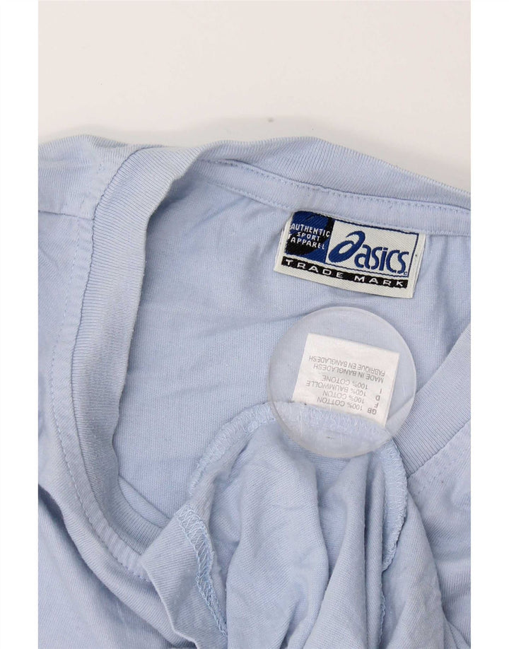 Asics Mens T-Shirt Top XL Blue Striped Cotton