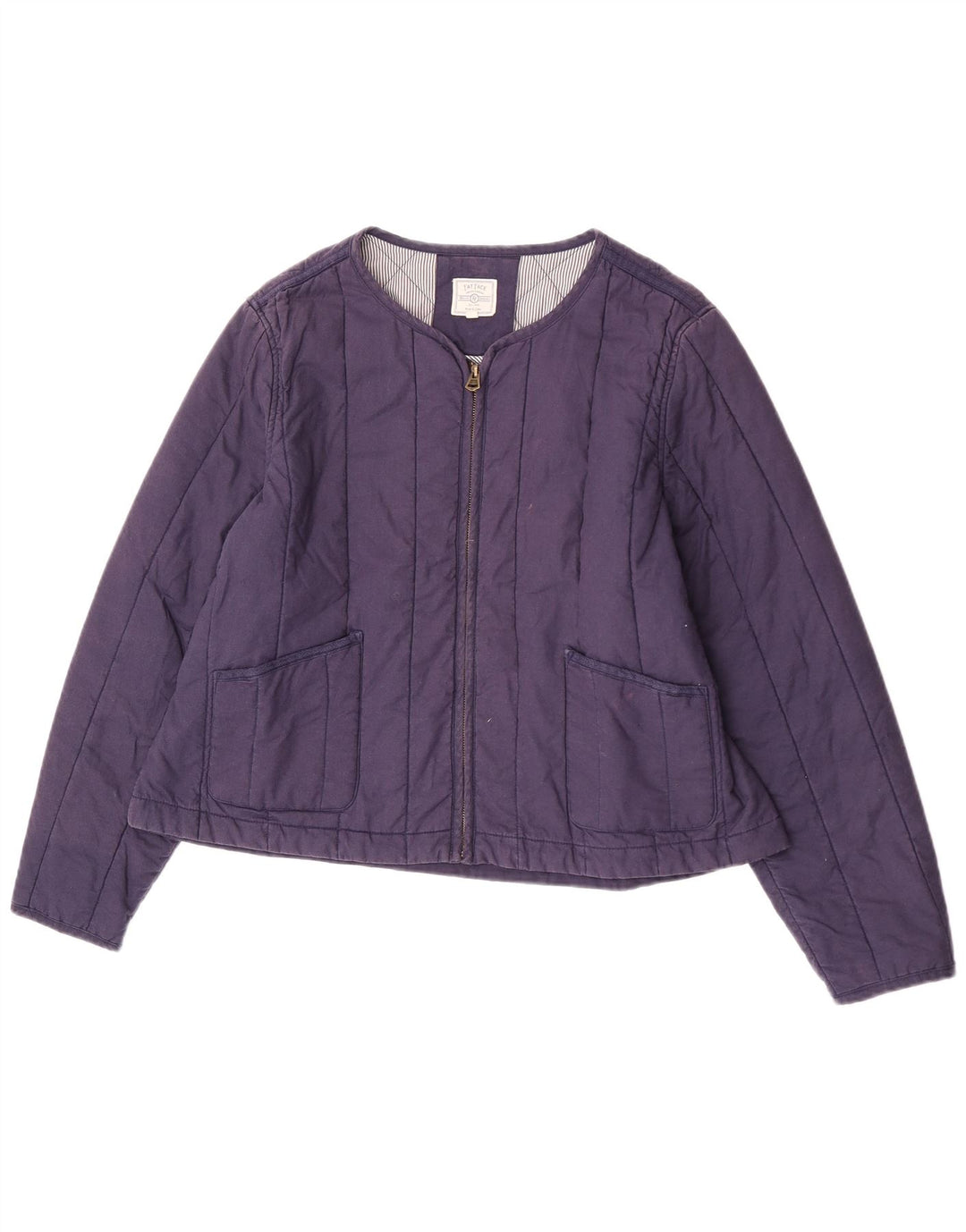 Fat Face Womens Quilted Jacket UK 18 XL Navy Blue Cotton