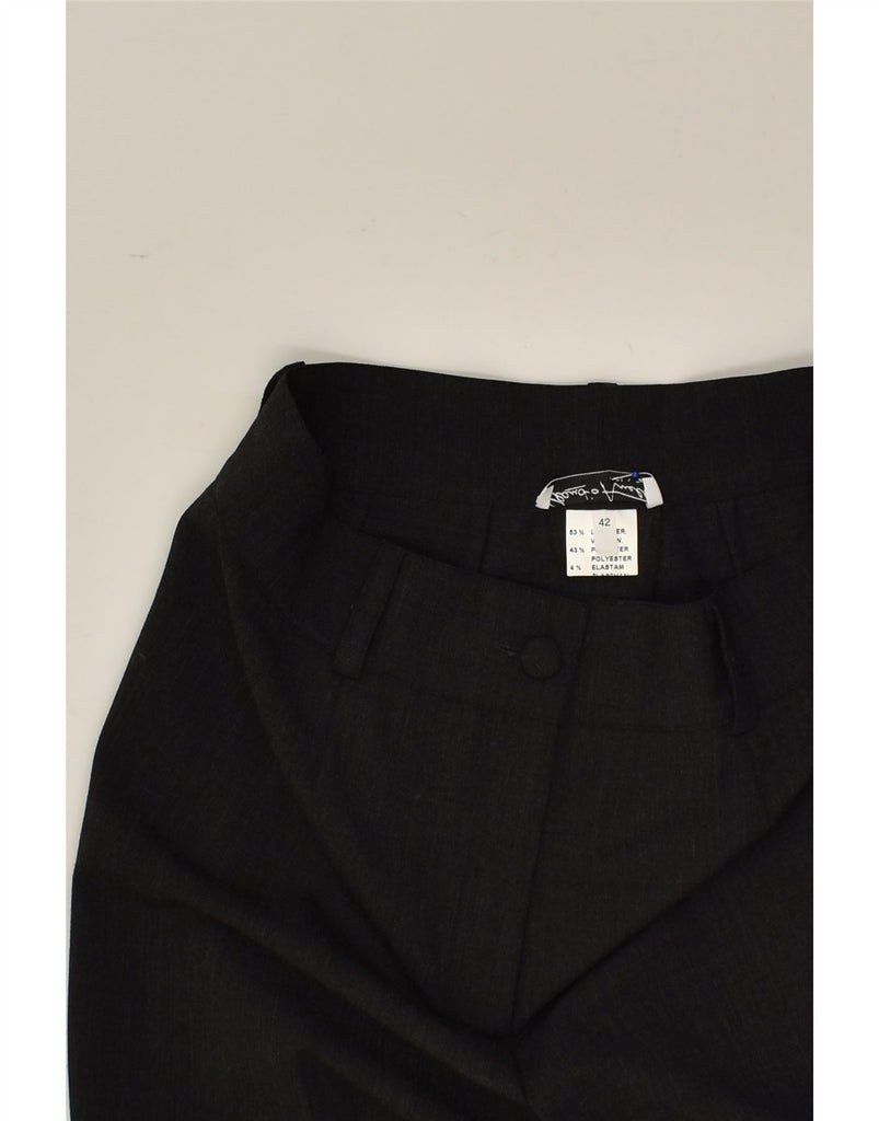 VINTAGE Womens Slim Casual Trousers IT 42 Medium L30 Black Virgin Wool | Vintage Vintage | Thrift | Second-Hand Vintage | Used Clothing | Messina Hembry 