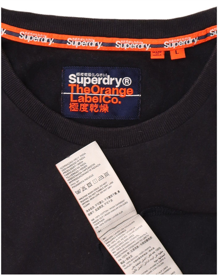 SUPERDRY Mens T-Shirt Top Large Black Cotton Classic
