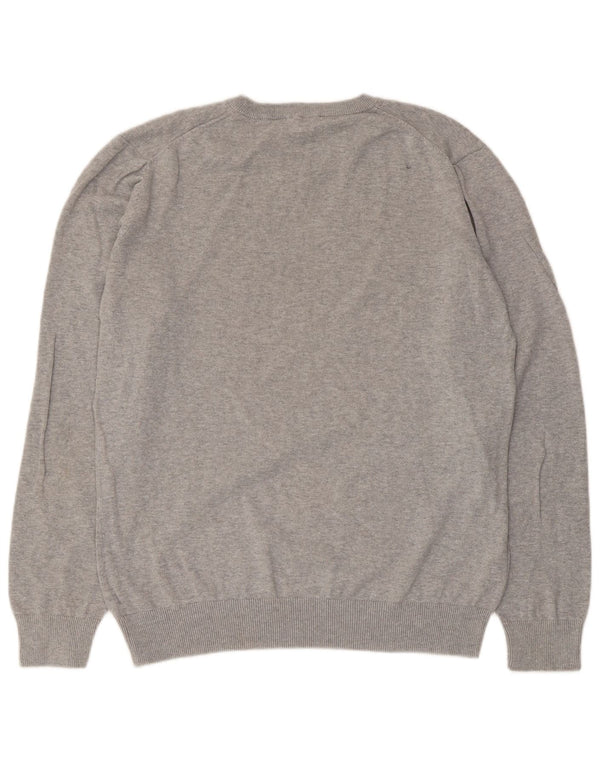 Crew Clothing Mens V-Neck Jumper Sweater Large Grey Cotton