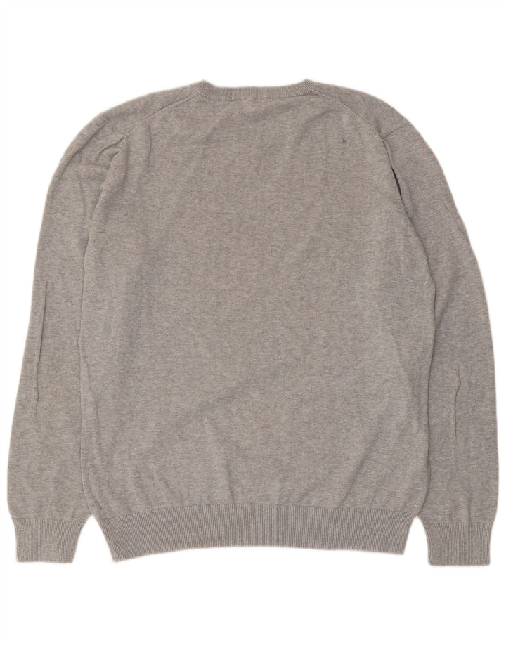 Crew Clothing Mens V-Neck Jumper Sweater Large Grey Cotton