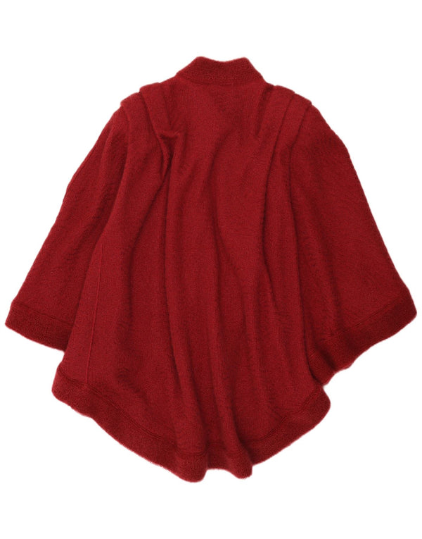 Vintage Womens Poncho Cardigan Sweater IT 44 Medium Burgundy Viscose