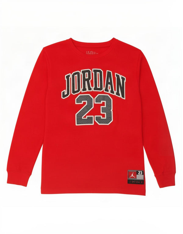 Jordan Boys Graphic Top Long Sleeve 13-14 Years XL Red Cotton