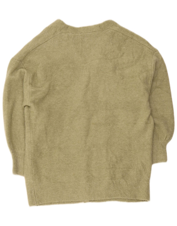 Zara Womens Oversized Cardigan Sweater UK 10 Small Khaki Acrylic
