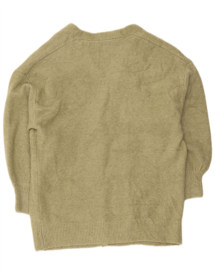 Zara Womens Oversized Cardigan Sweater UK 10 Small Khaki Acrylic