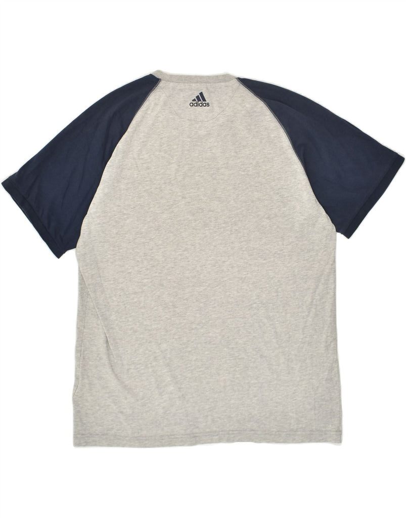 ADIDAS Mens Climalite Graphic T-Shirt Top Large Grey Colourblock Cotton | Vintage Adidas | Thrift | Second-Hand Adidas | Used Clothing | Messina Hembry 