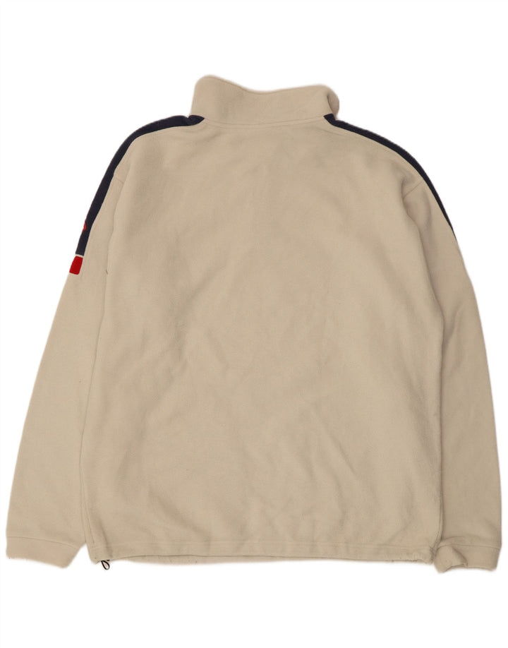 BRUGI Mens Zip Neck Fleece Jumper XL White Colourblock Polyester