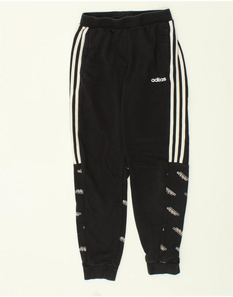 ADIDAS Boys Graphic Tracksuit Trousers Joggers 11-12 Years Black Cotton | Vintage Adidas | Thrift | Second-Hand Adidas | Used Clothing | Messina Hembry 