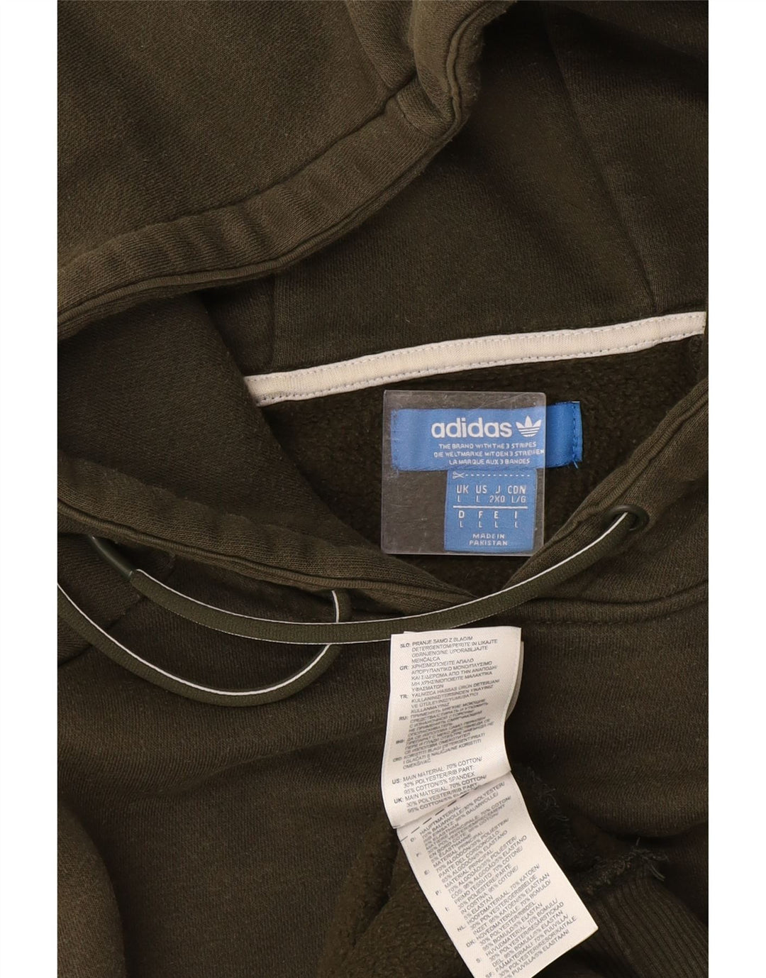 Adidas Mens Graphic Hoodie Jumper Large Khaki Cotton