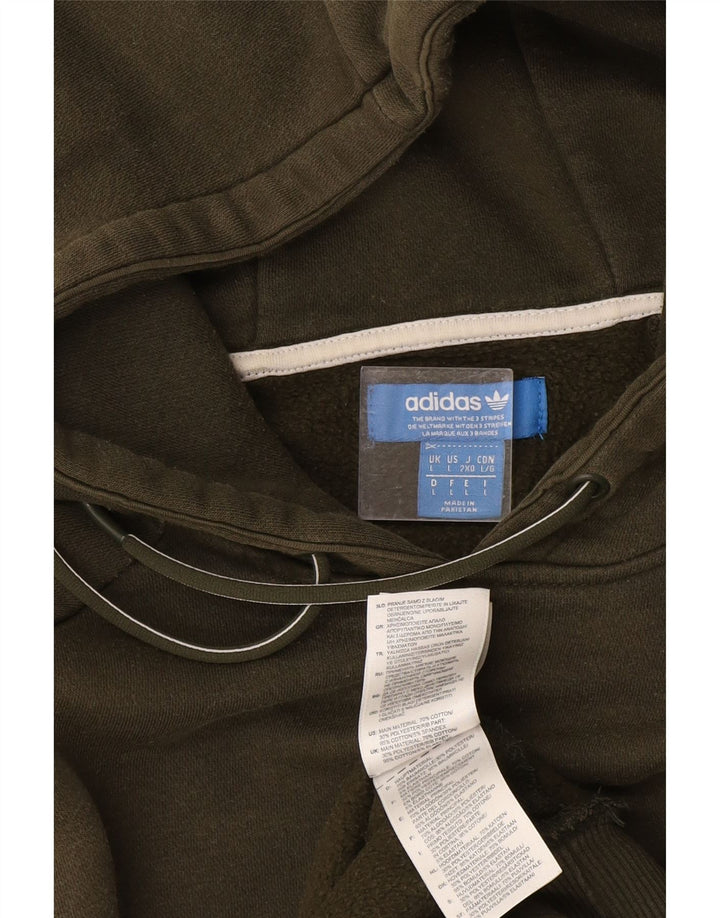 Adidas Mens Graphic Hoodie Jumper Large Khaki Cotton