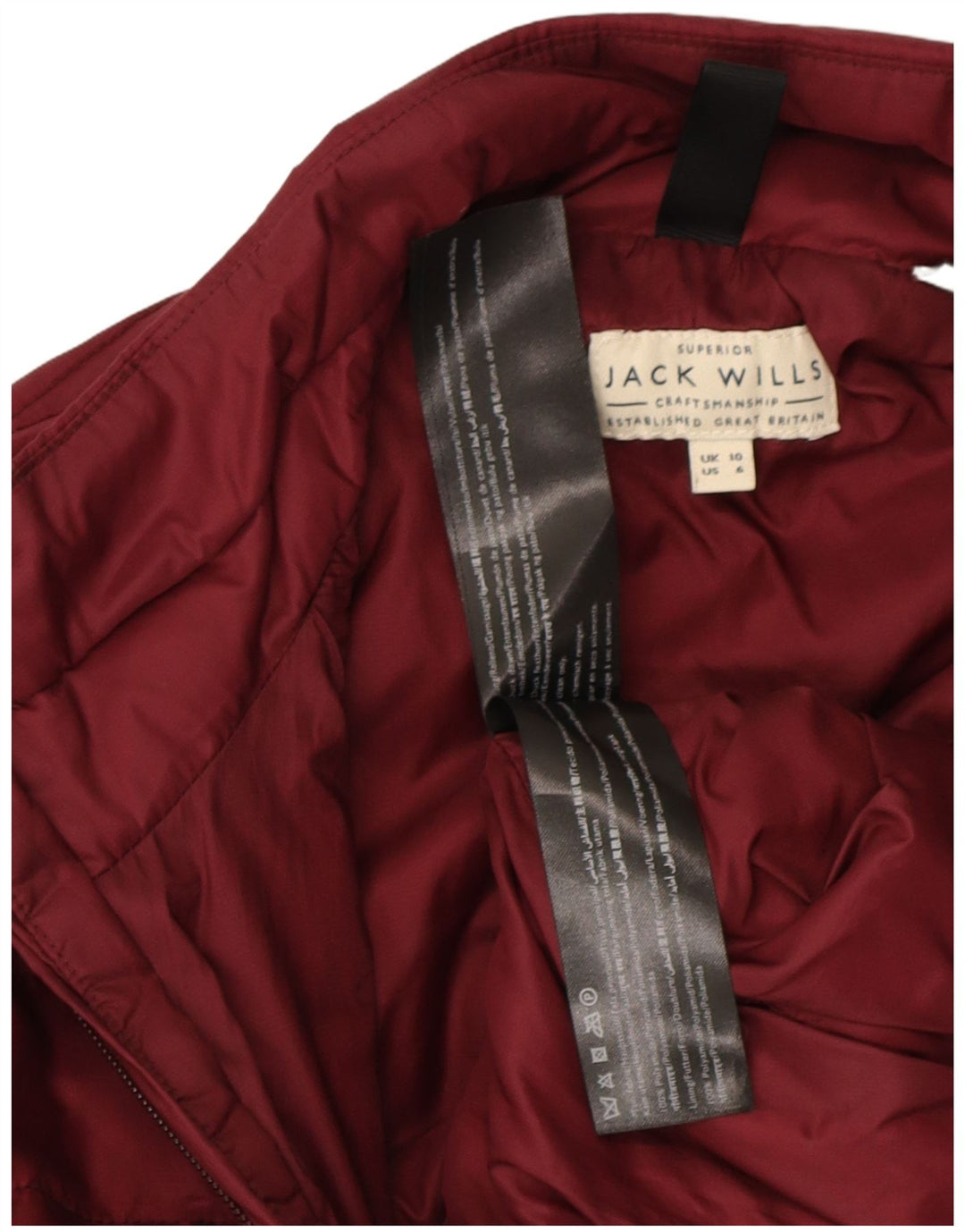 JACK WILLS Womens Padded Jacket UK 10 Small Burgundy Polyamide