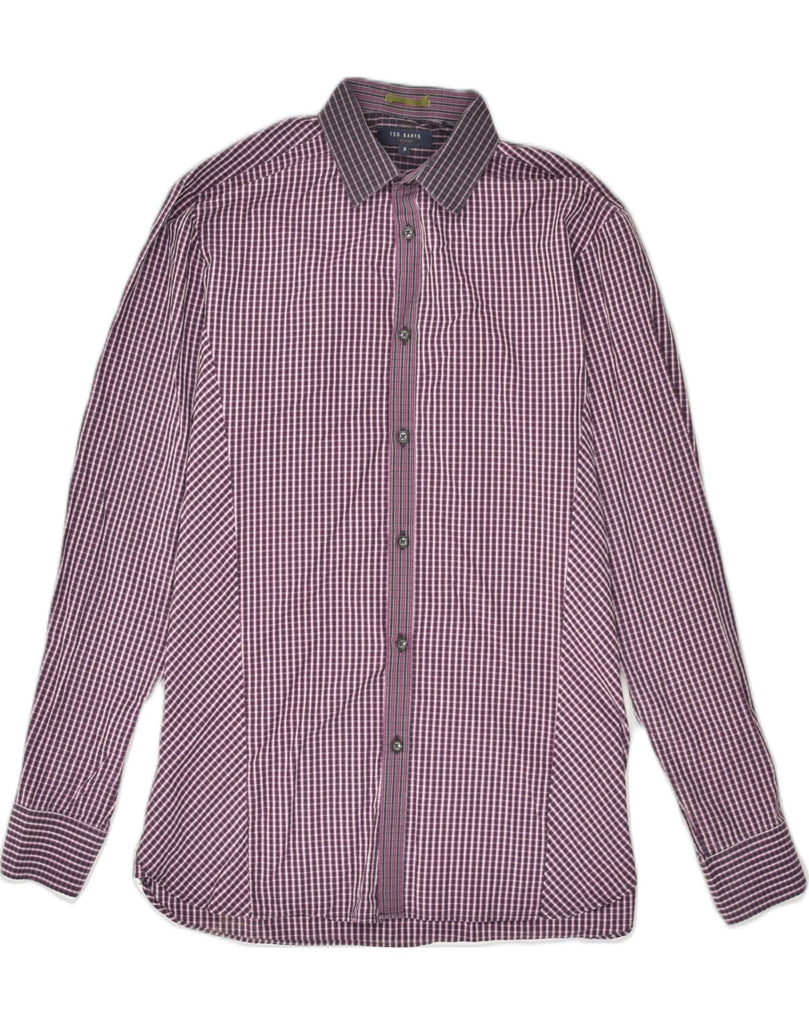 TED BAKER Mens Shirt Size 3 Medium Purple Check Cotton | Vintage Ted Baker | Thrift | Second-Hand Ted Baker | Used Clothing | Messina Hembry 