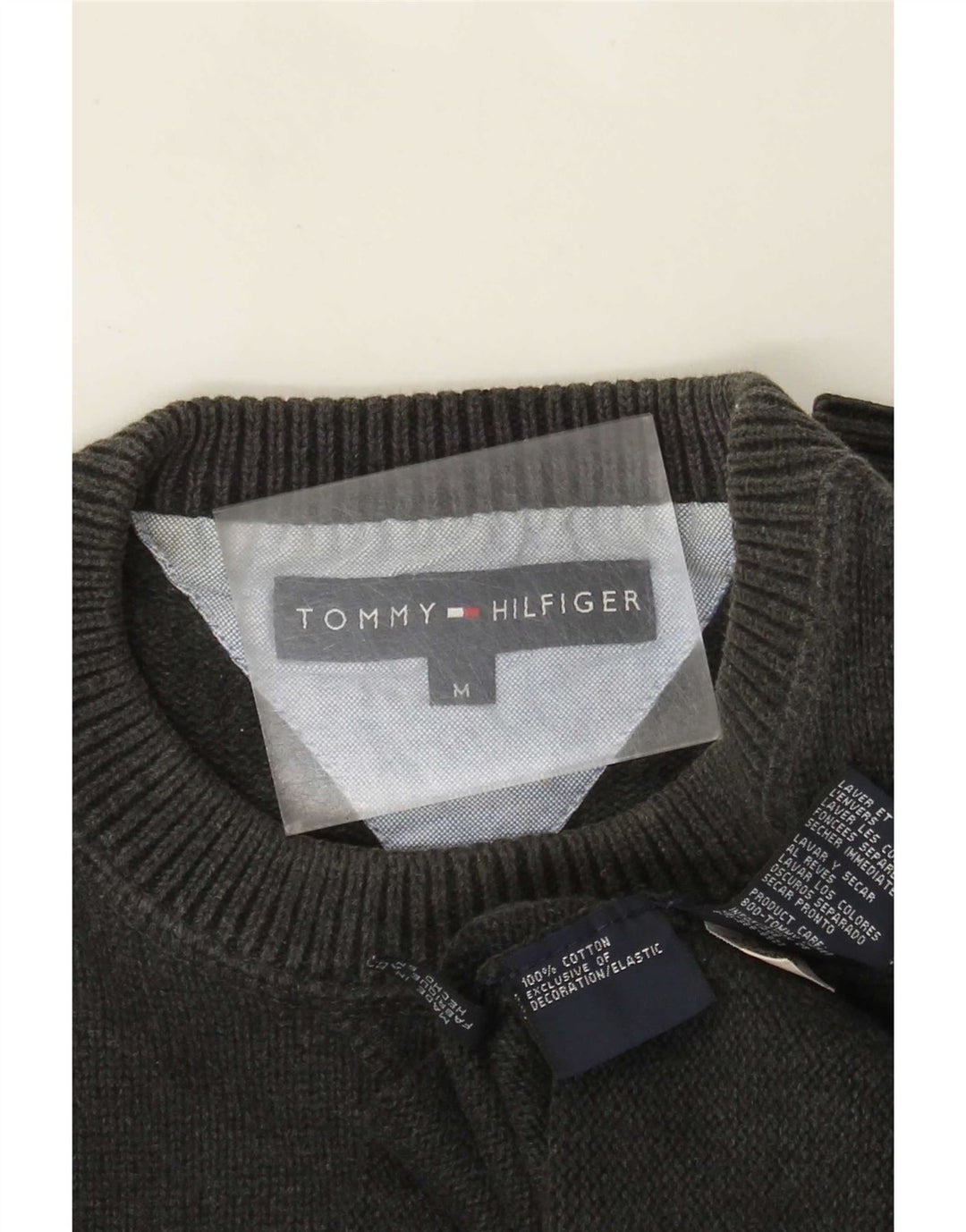 Tommy Hilfiger Mens Crew Neck Jumper Sweater Medium Grey Cotton
