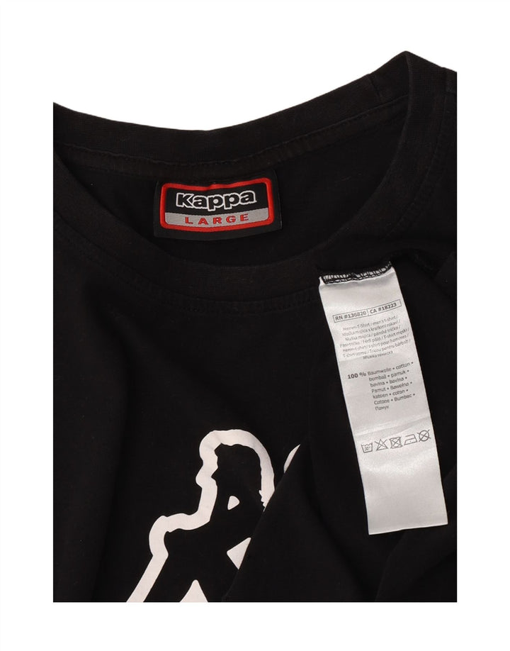 Kappa Mens Graphic T-Shirt Top Large Black Cotton