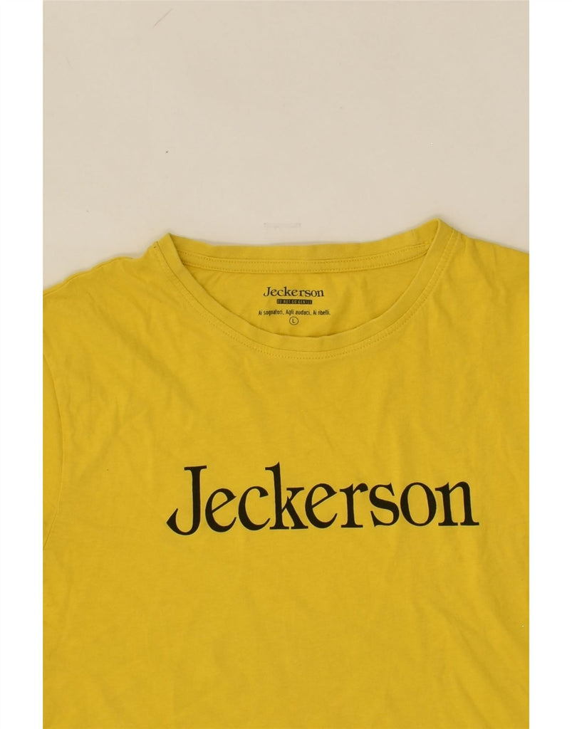 JECKERSON Mens Graphic T-Shirt Top Large Yellow Cotton | Vintage Jeckerson | Thrift | Second-Hand Jeckerson | Used Clothing | Messina Hembry 