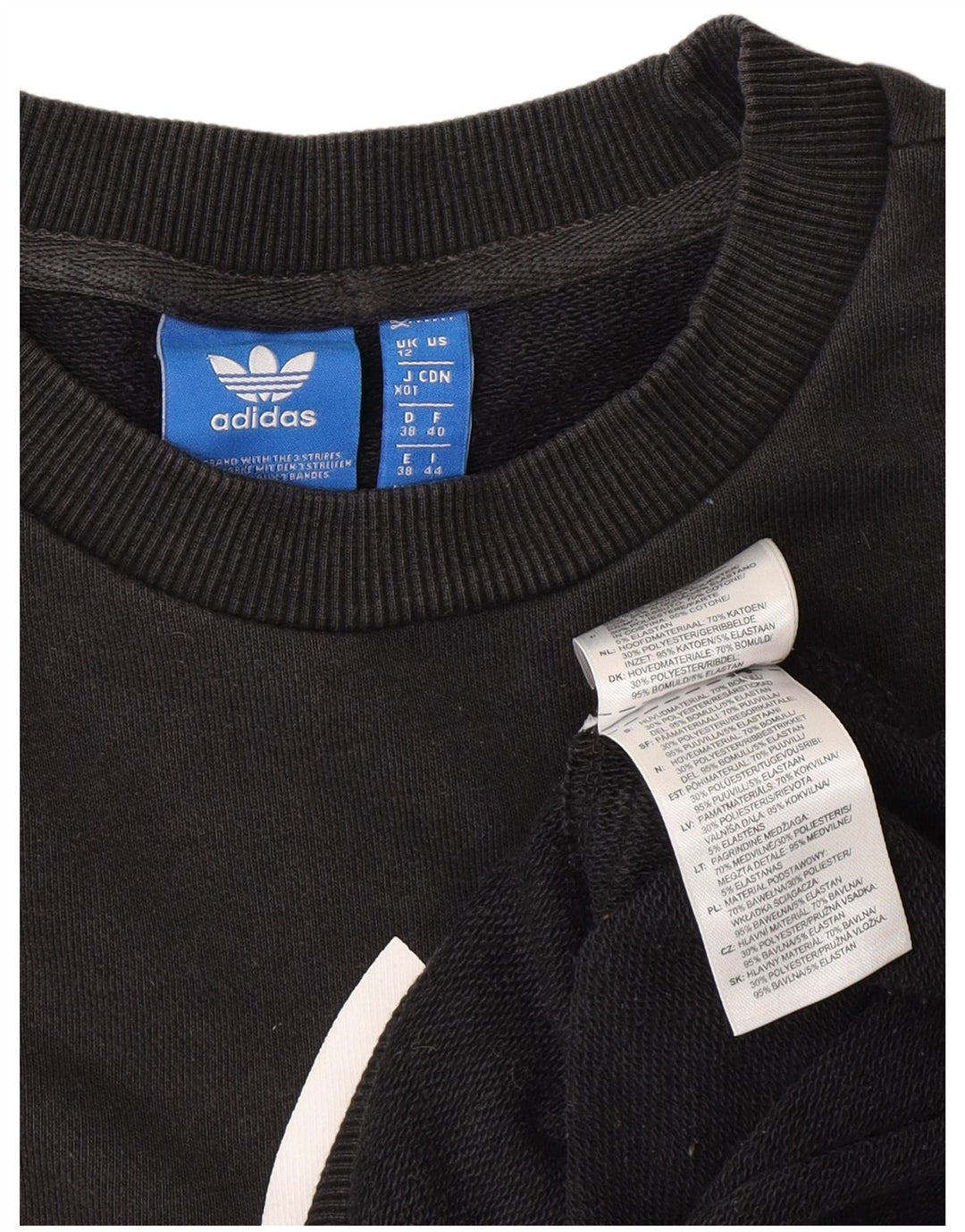 ADIDAS Womens Graphic Sweatshirt Jumper UK 12 Medium Black Cotton