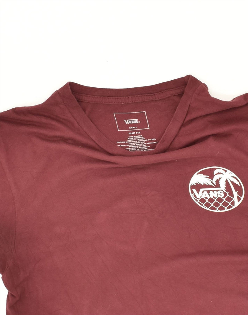 VANS Mens Slim Fit Graphic T-Shirt Top Small Burgundy Cotton | Vintage Vans | Thrift | Second-Hand Vans | Used Clothing | Messina Hembry 