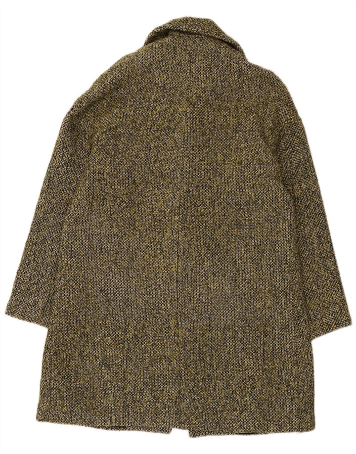 Zara Womens Oversized Overcoat UK 6 XS Khaki Flecked Polyester