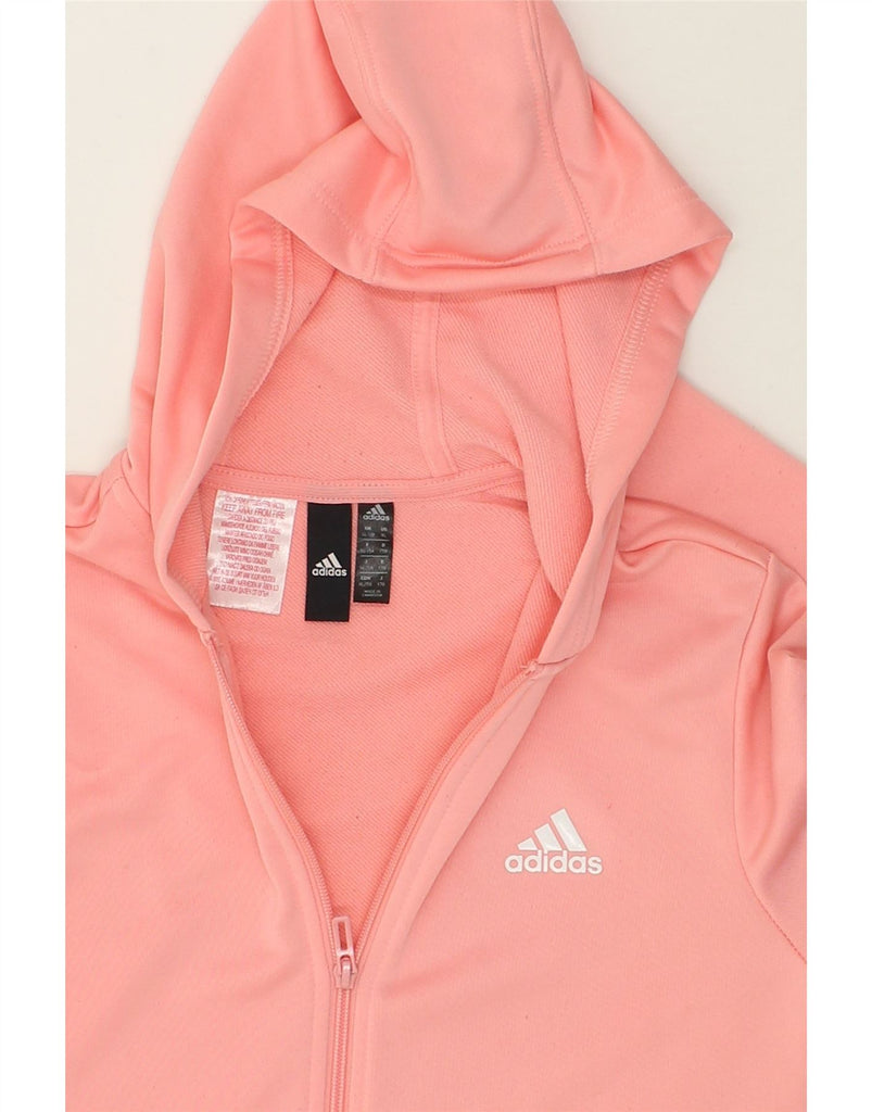 ADIDAS Girls Graphic Zip Hoodie Sweater 14-15 Years XL  Pink Polyester | Vintage Adidas | Thrift | Second-Hand Adidas | Used Clothing | Messina Hembry 