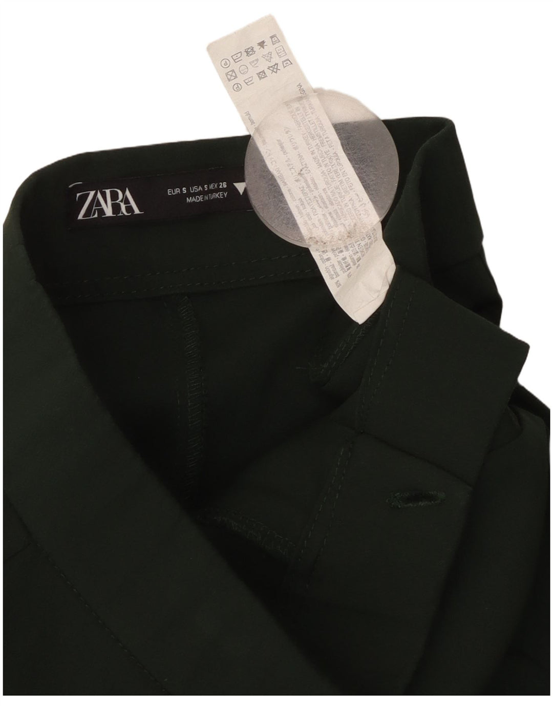 ZARA Womens Bootcut Casual Trousers Small W26 L25 Green Cotton