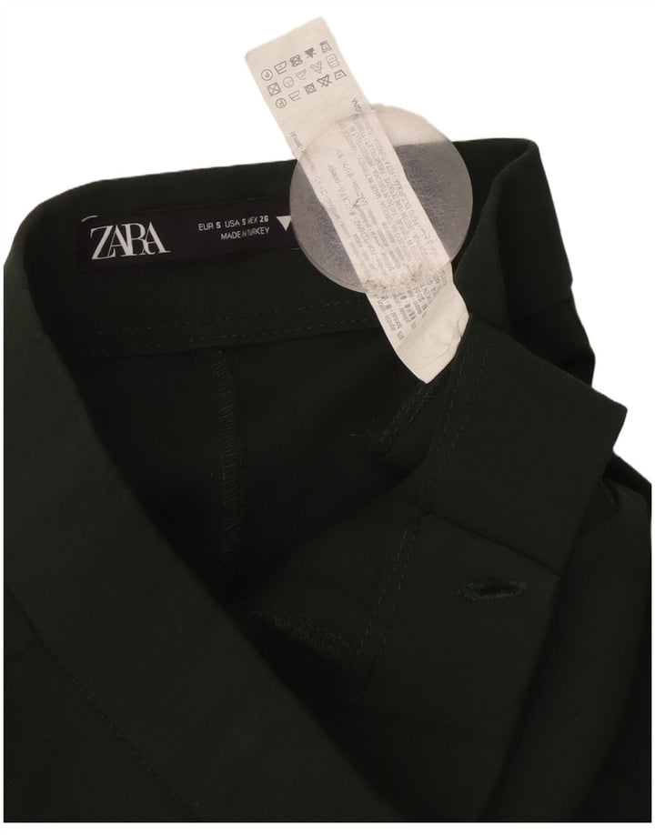 ZARA Womens Bootcut Casual Trousers Small W26 L25 Green Cotton