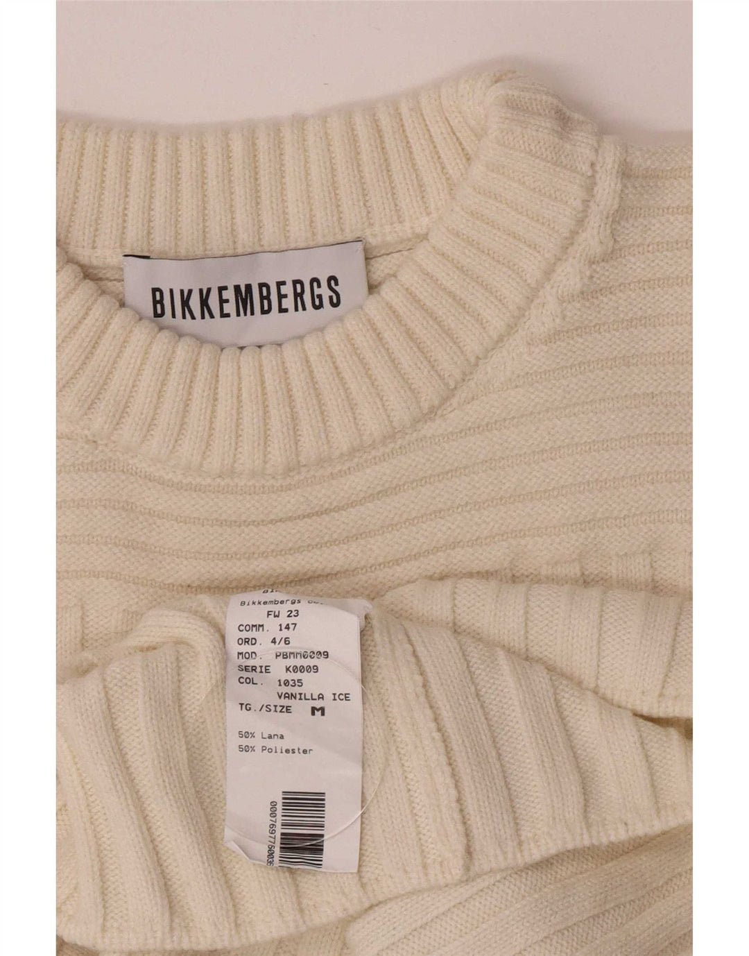 Bikkembergs Womens Crew Neck Jumper Sweater UK 12 Medium Off White