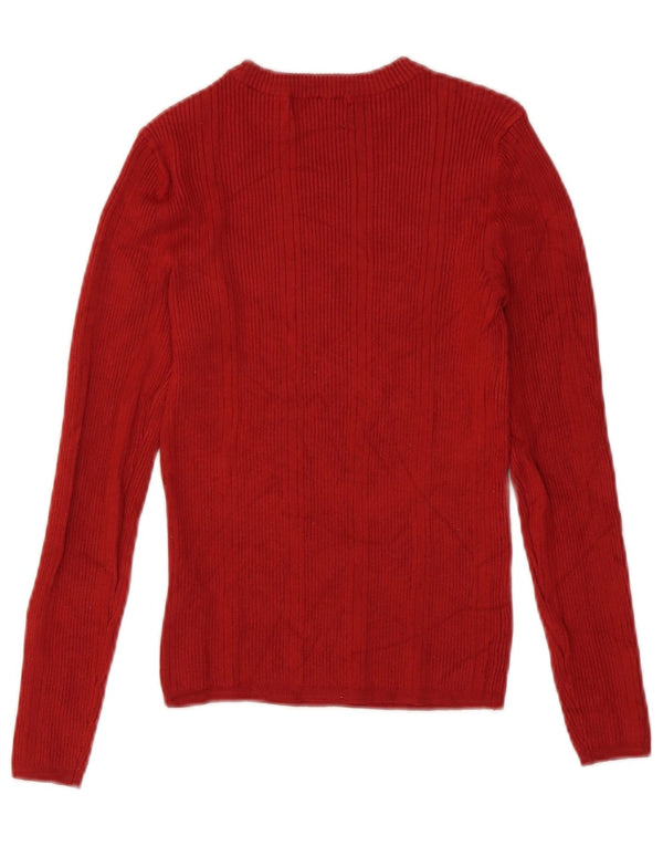 Marks & Spencer Womens Boat Neck Jumper Sweater UK 8 Small Burgundy Viscose