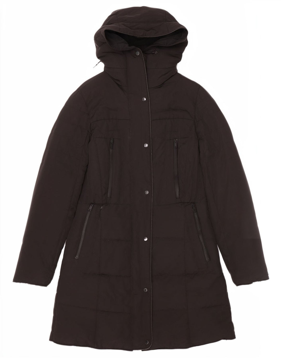 Zara Womens Hooded Padded Coat UK 14 Medium Black