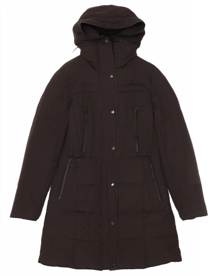 Zara Womens Hooded Padded Coat UK 14 Medium Black